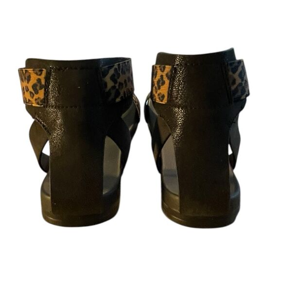MIA Lydya Leopard Print Sandals Vegan Leather Black Brown Animal Print 7.5 - Picture 4 of 10